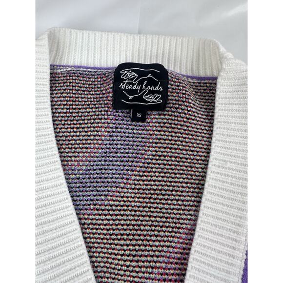 Steady Hands Multicolor Cardigan Spaceship Science Teacher Ms Frizzle Teacher XS - Picture 3 of 6